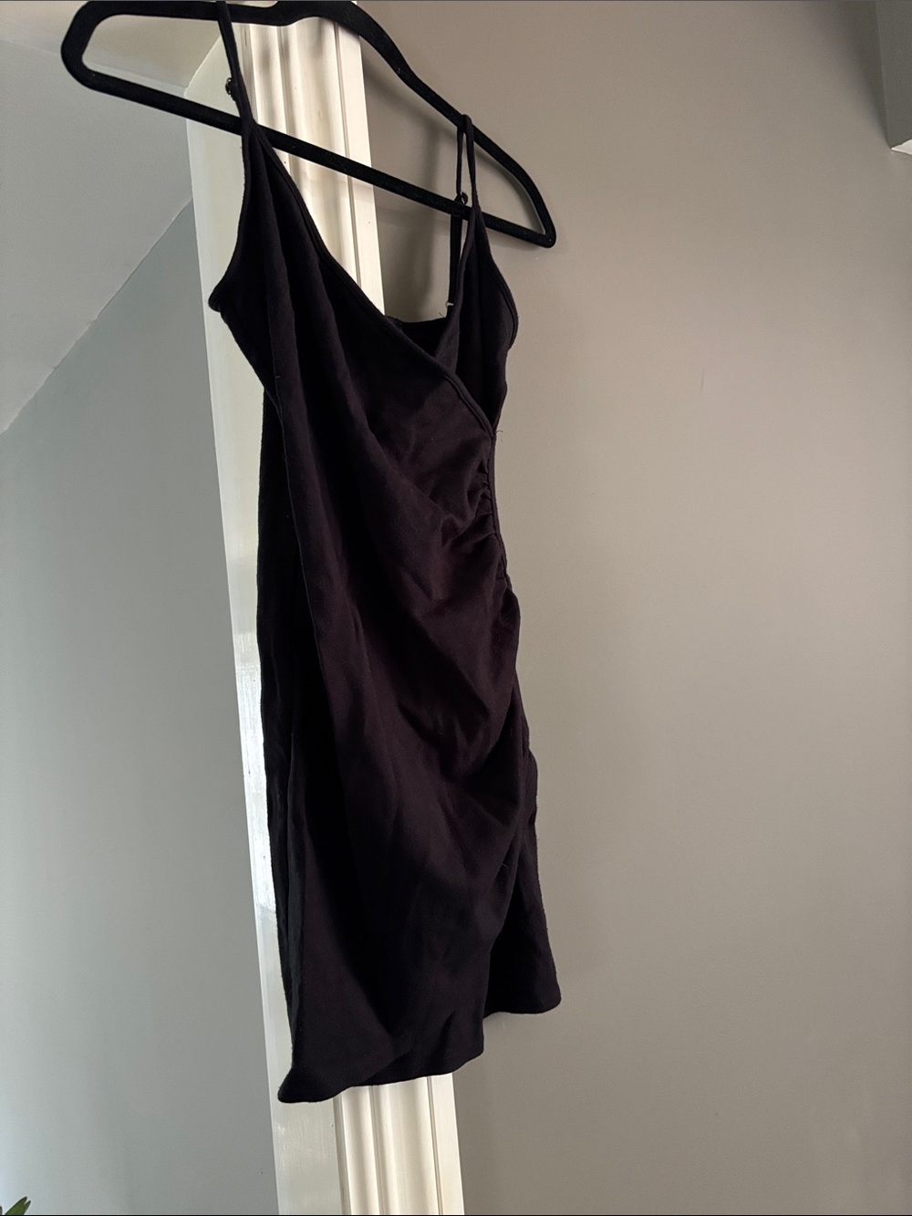 Forever 21 Black Ruched Slip Mini Dress